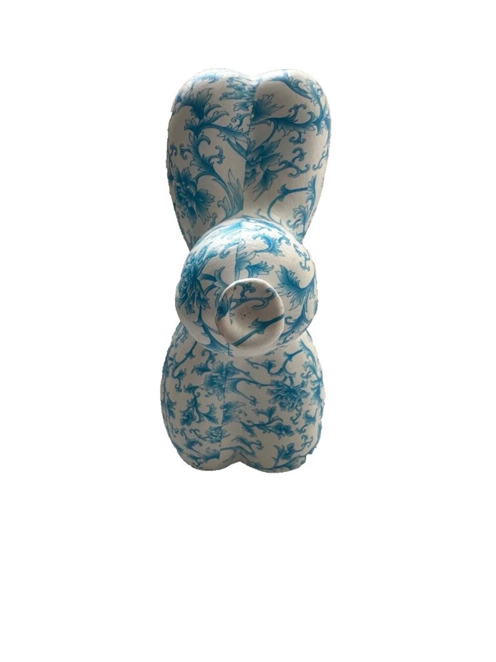 VTG MCM Modern Floral Blue & White Balloon Dog Ceramic Statue Animal Figurine - Picture 2 of 5